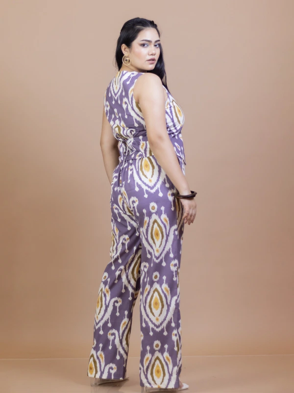 Purple Ikat Waistcoat Pant Cotton Co-Ord Set 6