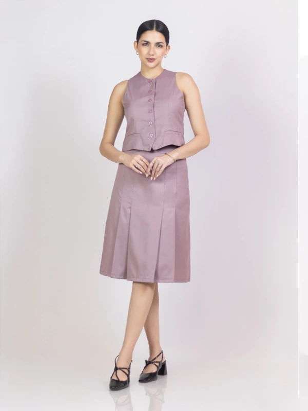 Mauve Sleeveless Formal Waistcoat For Women 2