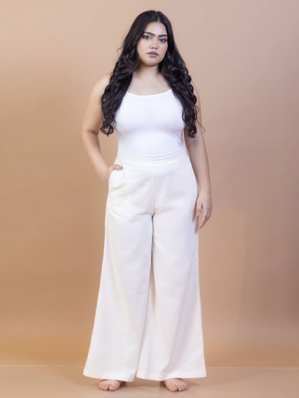 Off White Cotton Palazzo Pants 5