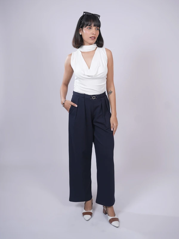 Navy Blue Straight Pants 2