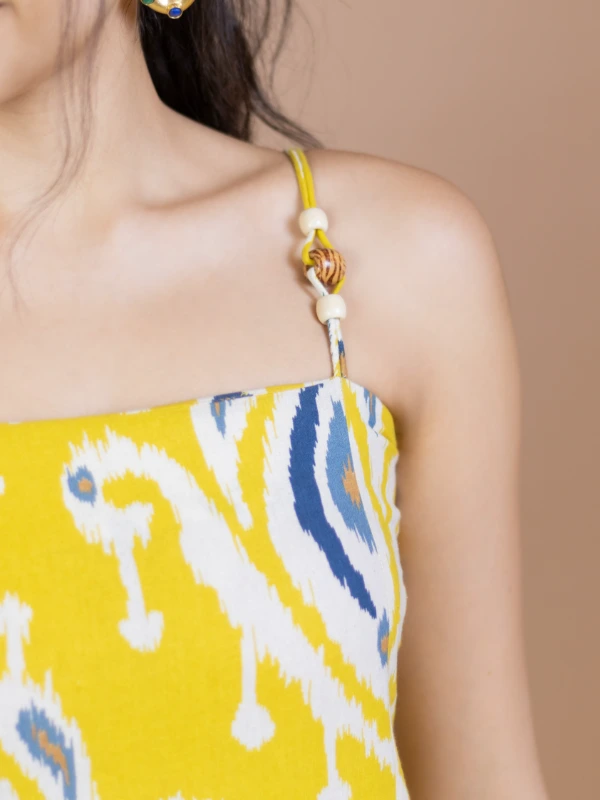 Yellow Ikat Cotton Straight Kurta 2