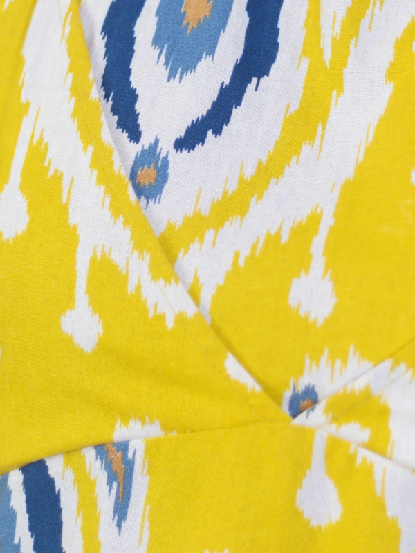 Yellow Ikat Cotton Halter Neck Straight Kurta 7