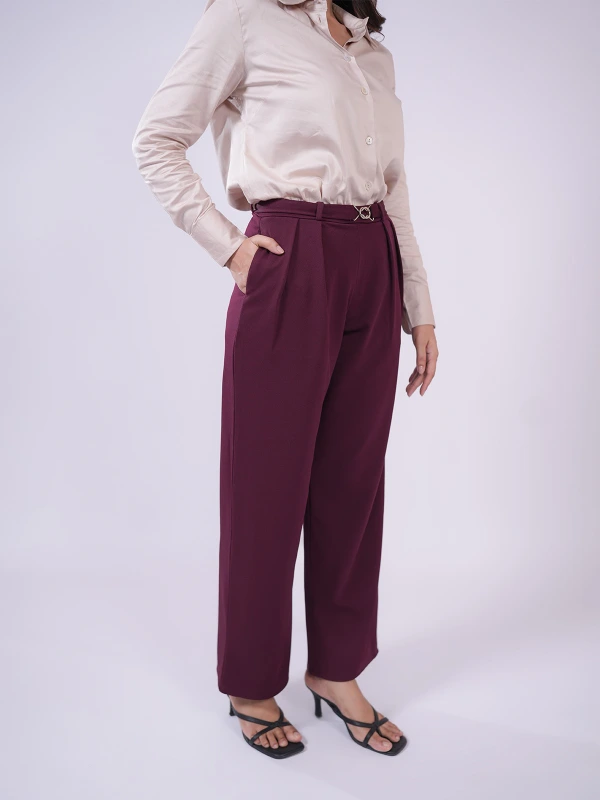 Maroon Straight Pants 4