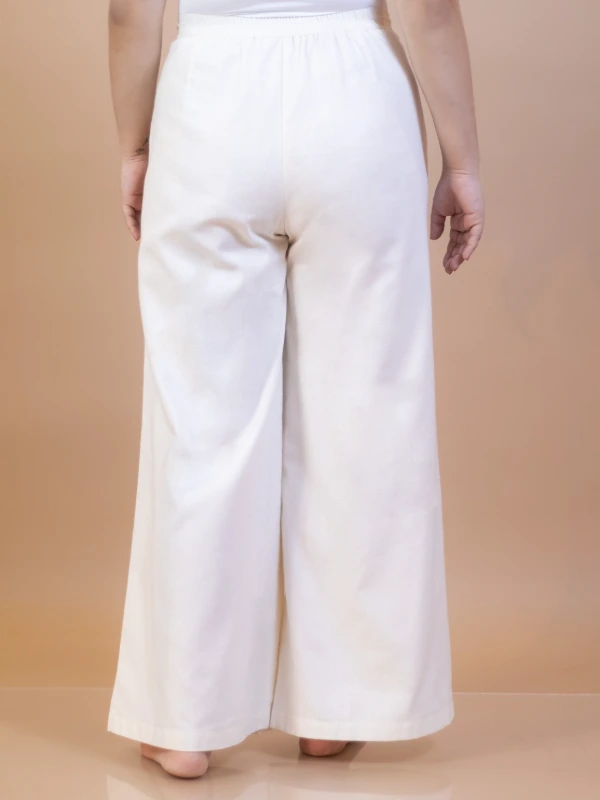 Off White Cotton Palazzo Pants 1