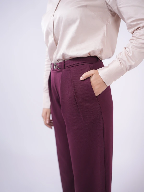Maroon Straight Pants 6