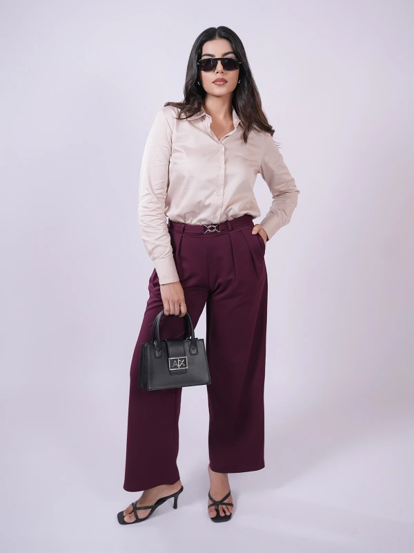 Maroon Straight Pants 1