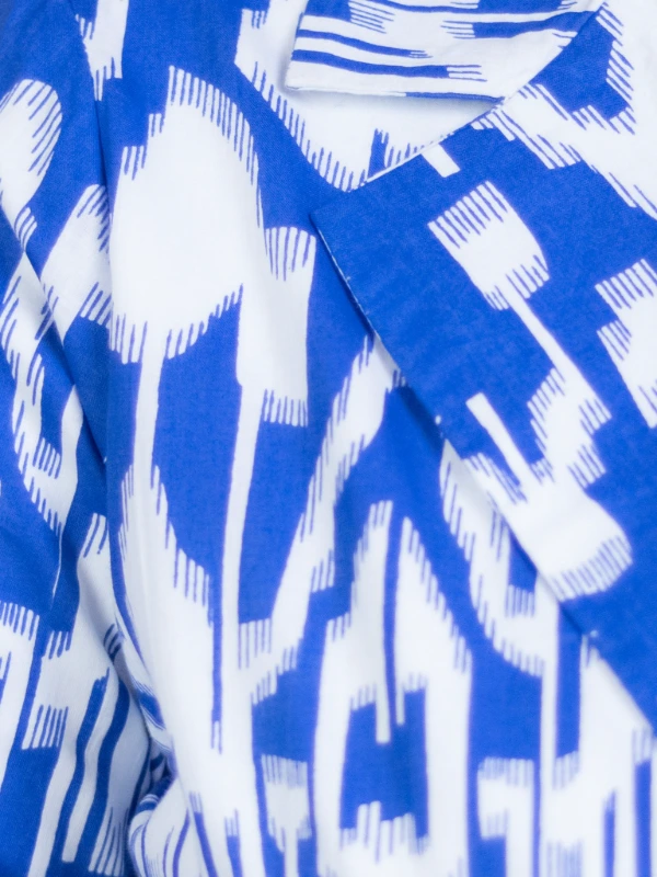 Blue Ikat blazer & skort cotton co-ord set 7