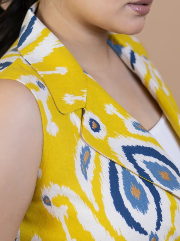 Yellow Ikat Cotton Long Shrug 4