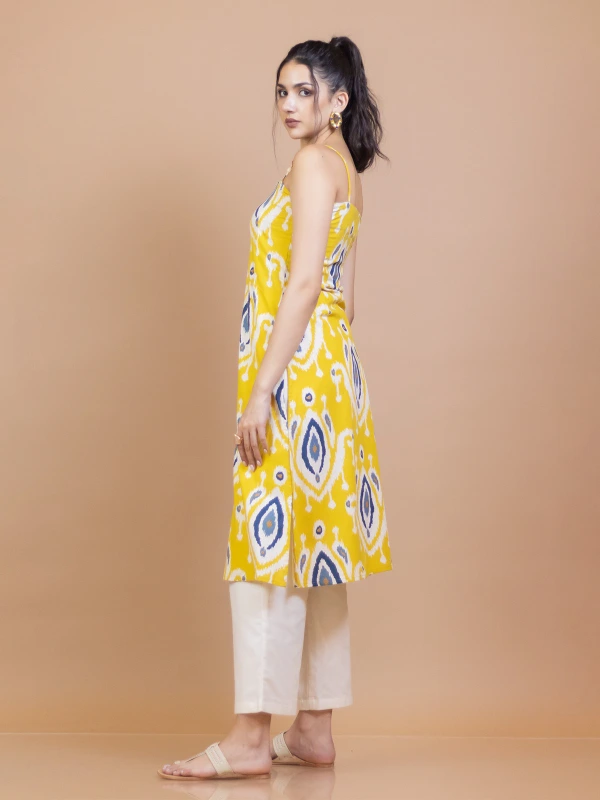 Yellow Ikat Cotton Straight Kurta 6