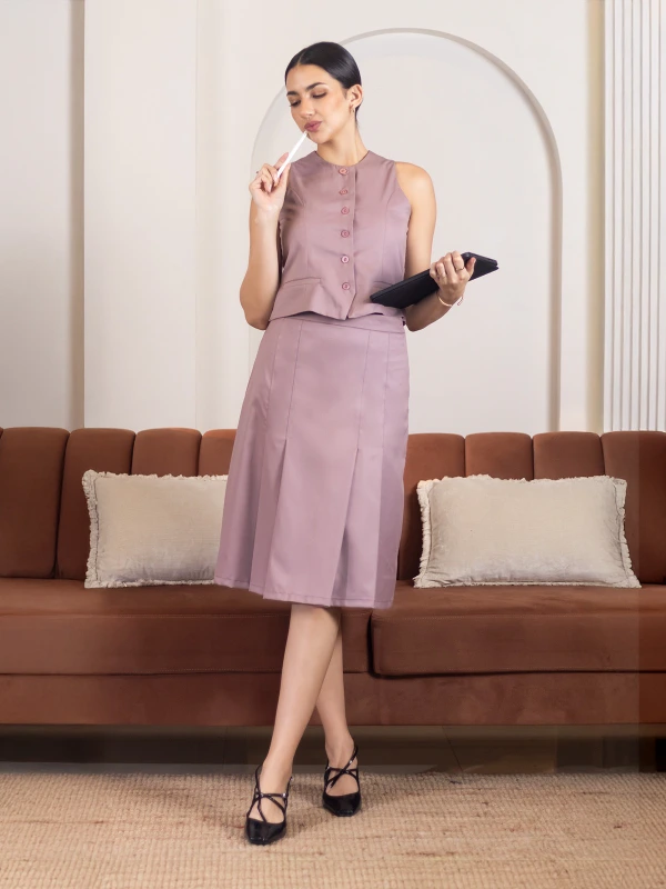Mauve Formal Pleated Skirt 1