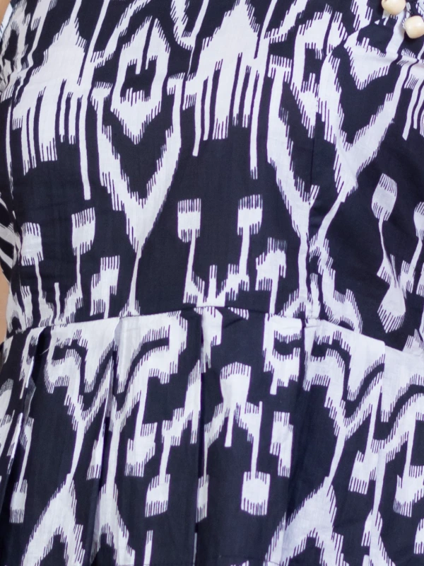 Black Ikat Cotton Peplum Top 2