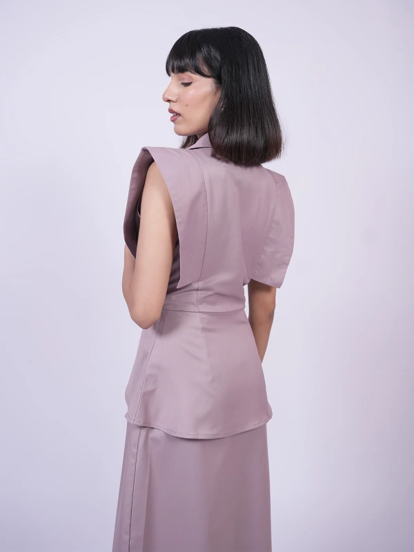 Mauve Extended Shoulder Flap Waistcoat for Women 4