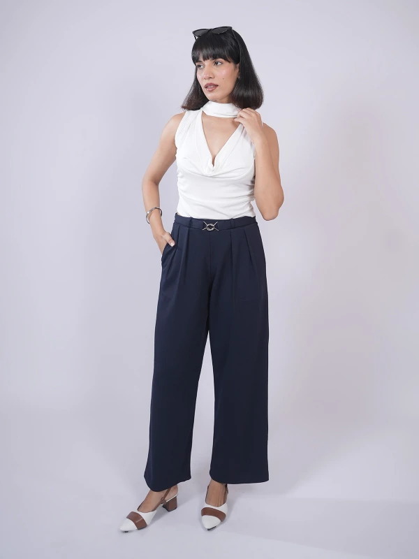 Navy Blue Straight Pants 1