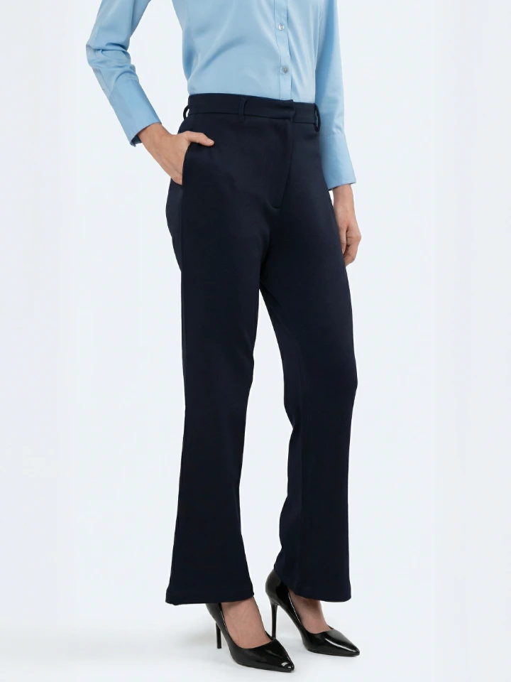 Blue Fit And Flare Style Pants For Modern Look