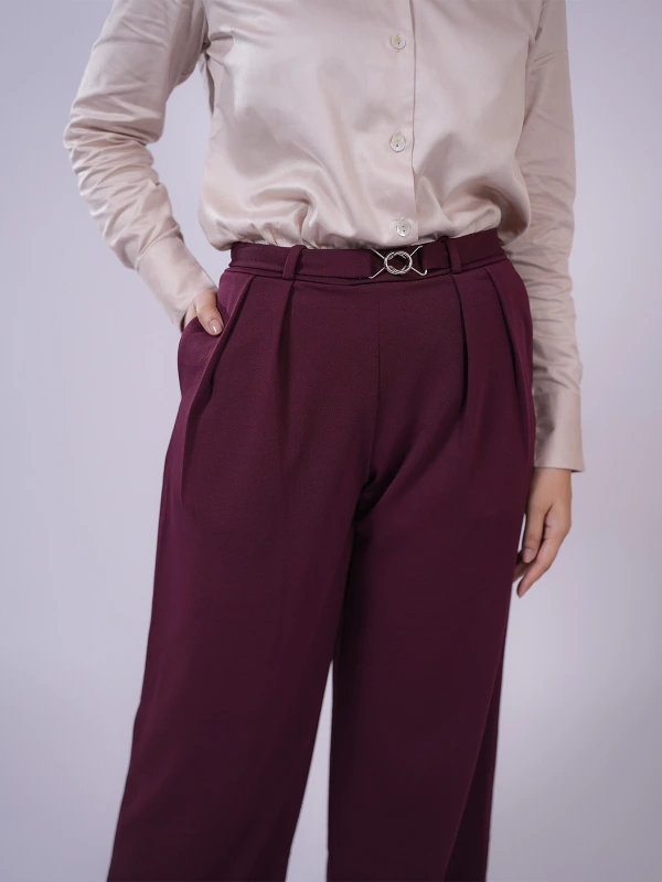 Maroon Straight Pants 5