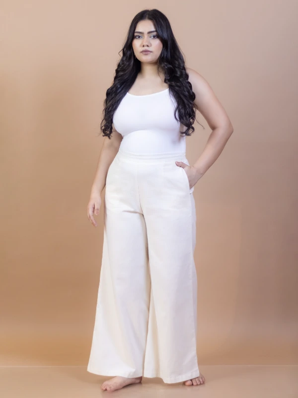 Off White Cotton Palazzo Pants 2
