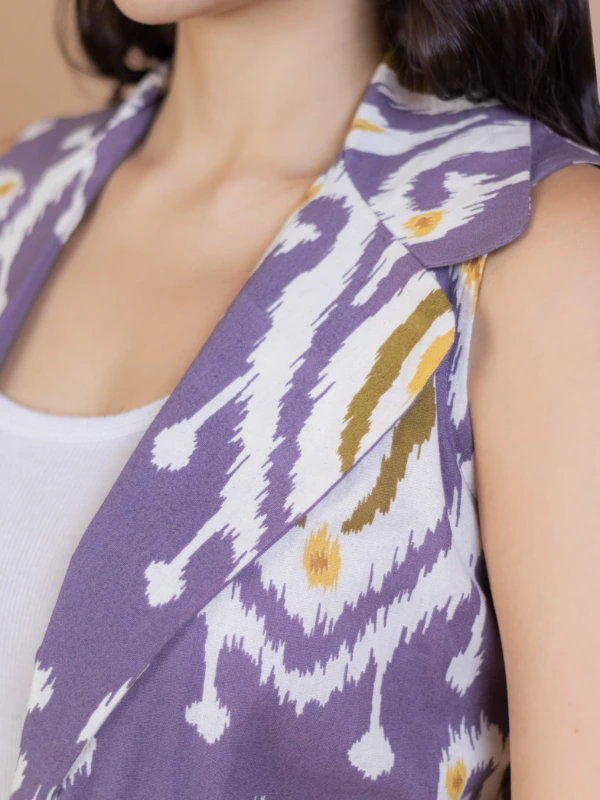 Purple Ikat cotton long shrug 7