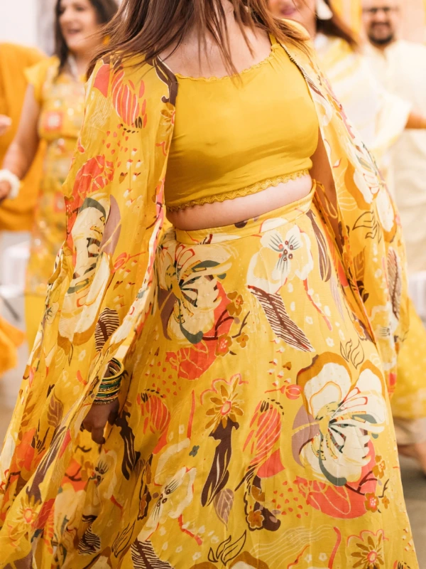 Yellow Floral Lehenga With Shrug 7